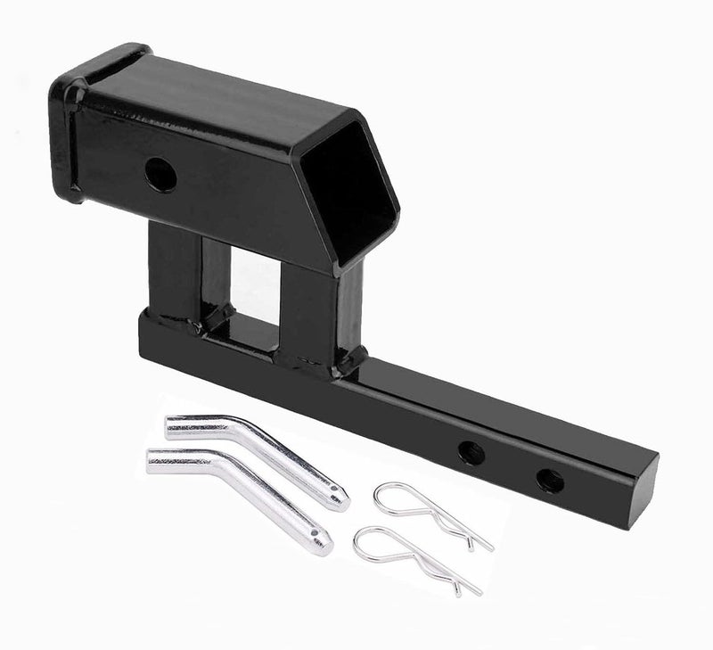 Geksion 1.25" to 2" Hitch Adapter Solid Shank, 4" Rise/Drop, 1.25" Extension with 2 Sets of Hitch Pins & Clips - Image 2